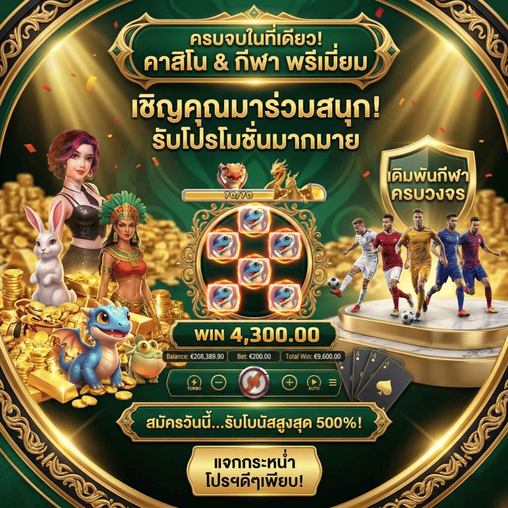 ufabet168-casino-sports-premium-bonus-promotion-green-gold-theme